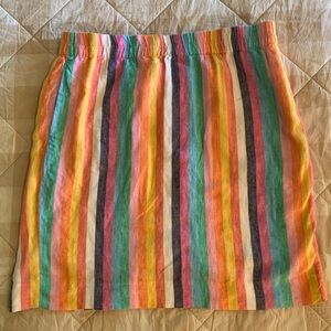 J. Crew Linen Elastic Waist Colorful Striped Women's Skirt with Pockets Size XL